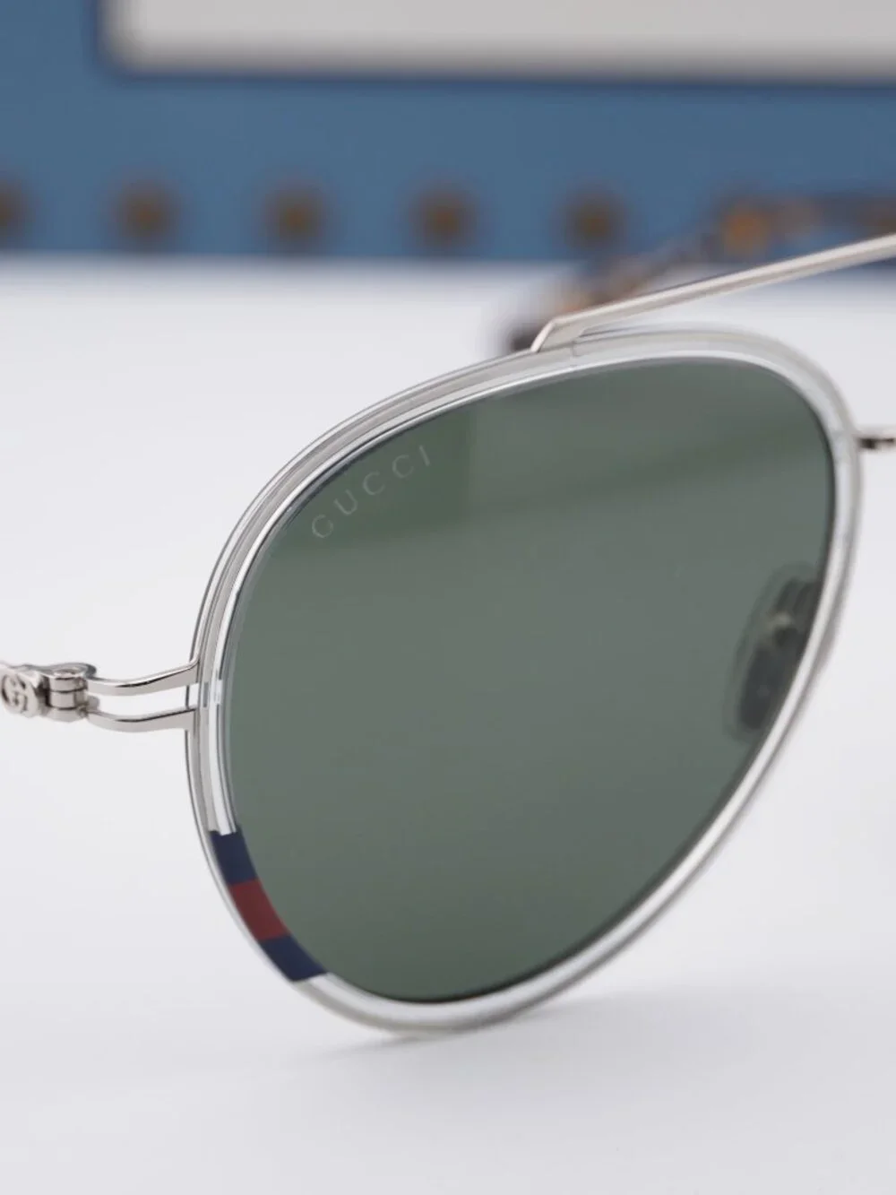 Gucci GG1981S 005 Aviator Sunglasses - Transparent Grey/Silver\ Grey